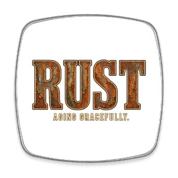 ROST – Anmutig altern | Ein lustiges Wortspiel mit starz - Viereckiger Kühlschrankmagnet - Weiß - Vorne