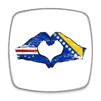Kap Verde Bosnien Flagge Hände Herzform used - Viereckiger Kühlschrankmagnet - Weiß - Vorne
