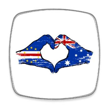 Mains du drapeau australien du Cap-Vert en forme de cœur utilisées - Magnet carré - blanc - Devant