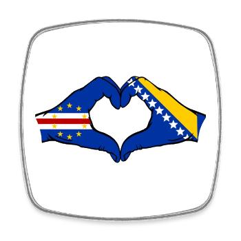 Cape Verde Bosnia Flag Hands Heart Shape - Square fridge magnet - white - Front