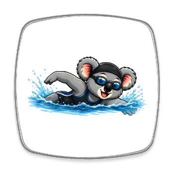 Süßer Koala beim Schwimmen - Viereckiger Kühlschrankmagnet - Weiß - Vorne