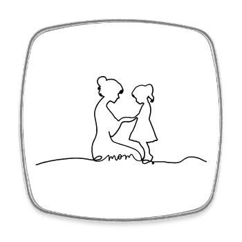 Mama Tochter Line Art Mutter Geschenk Liebe Design - Viereckiger Kühlschrankmagnet - Weiß - Vorne