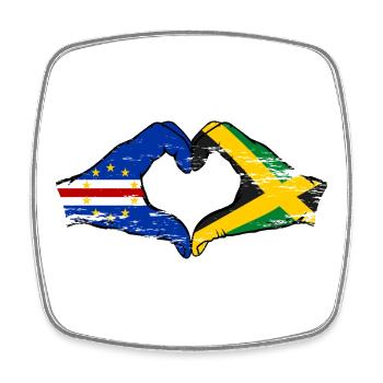 Cape Verde Jamaica flag hands heart shape used - Square fridge magnet - white - Front