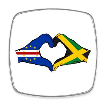 Cape Verde Jamaica Flag Hands Heart Shape - Square fridge magnet - white - Front