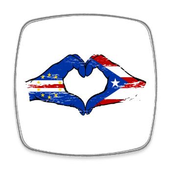 Kap Verde Puerto Rico Flagge Hände Herzform used - Viereckiger Kühlschrankmagnet - Weiß - Vorne