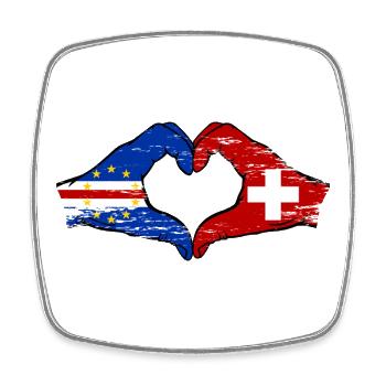 Kap Verde Schweiz Flagge Hände Herzform used - Viereckiger Kühlschrankmagnet - Weiß - Vorne
