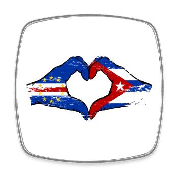 Cape Verde Cuba Flag Hands Heart Shape Used - Square fridge magnet - white - Front