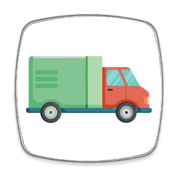 Lieferauto - Viereckiger Kühlschrankmagnet - Weiß - Vorne