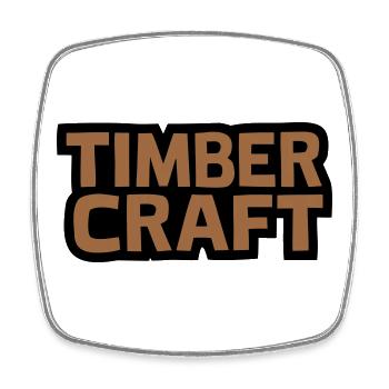 Timber Craft Schriftzug Logo - Viereckiger Kühlschrankmagnet - Weiß - Vorne