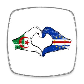 Algeria Cape Verde flag hands heart shape used - Square fridge magnet - white - Front