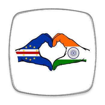 Drapeau du Cap-Vert Inde Mains en forme de cœur - Magnet carré - blanc - Devant