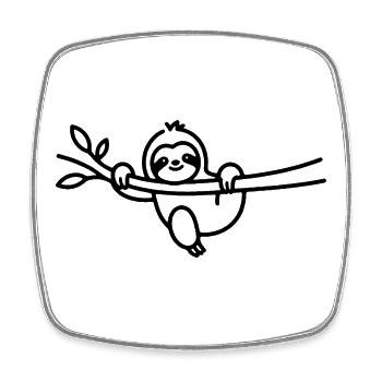 Relaxed sloth on a branch animal motif - Square fridge magnet - white - Front