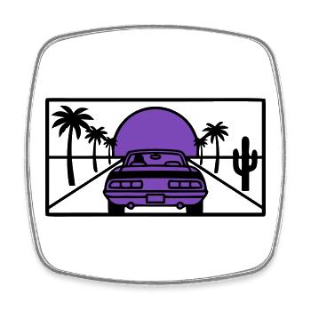 Night Driving Highway Graphic - Square fridge magnet - white - Front