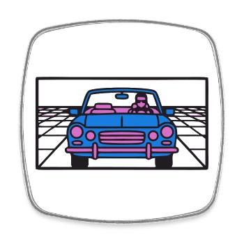 Retro Car Miami Logo - Square fridge magnet - white - Front