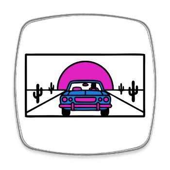 Desert Highway Car Logo - Square fridge magnet - white - Front