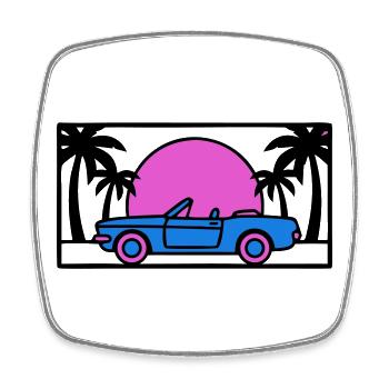 Convertible Palm Trees Sunset Graphic - Square fridge magnet - white - Front