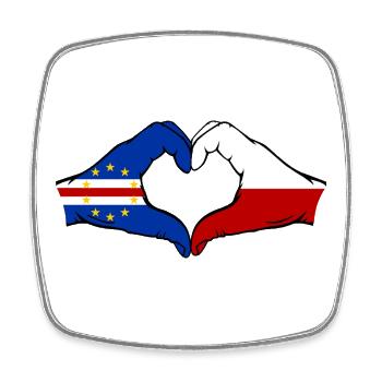 Cape Verde Poland Flag Hands Heart Shape - Square fridge magnet - white - Front