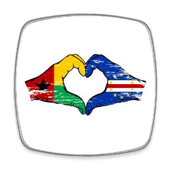 Drapeau du Cap-Vert Guinée-Bissaus en forme de cœur utilisé - Magnet carré - blanc - Devant