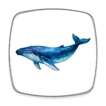 Blue Water Whale Watercolor - Square fridge magnet - white - Front