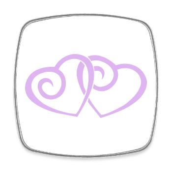 Double Hearts in Love Line Art - Square fridge magnet - white - Front