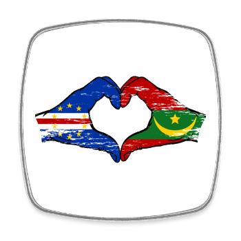 Drapeau du Cap-Vert Mauritanie Mains en forme de cœur - Magnet carré - blanc - Devant