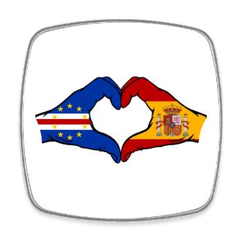 Cape Verde Spain Flag Hands Heart Shape - Square fridge magnet - white - Front