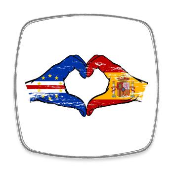 Cape Verde Spain flag hands heart shape used - Square fridge magnet - white - Front