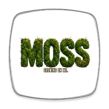 MOSS – Growing Inside Me | Botanical pun - Square fridge magnet - white - Front