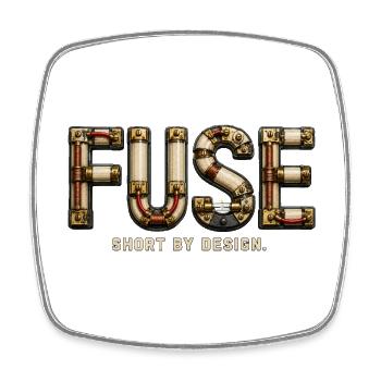 FUSE – Court-métrage par conception | Jeu de mots électrique - Magnet carré - blanc - Devant