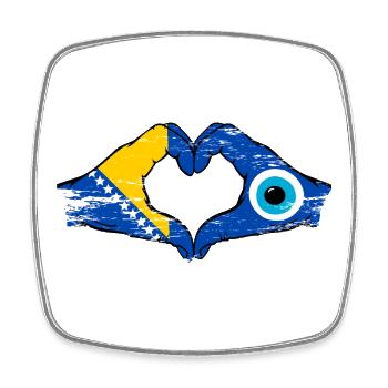 Bosnia Nazar flag hands heart shape used - Square fridge magnet - white - Front