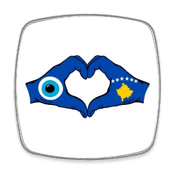 Mains du drapeau du Kosovo Nazar en forme de cœur utilisées - Magnet carré - blanc - Devant