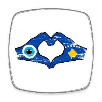 Mains du drapeau du Kosovo Nazar en forme de cœur utilisées - Magnet carré - blanc - Devant