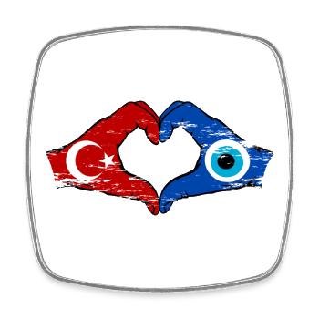 Turkey Nazar Flagge_Hände heart shape used - Square fridge magnet - white - Front