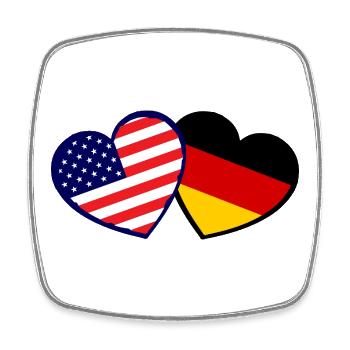 Double Nations Heart USA-Germany - Square fridge magnet - white - Front