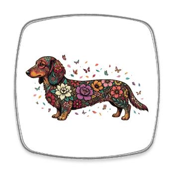 Dachshund Floral Pattern - Square fridge magnet - white - Front