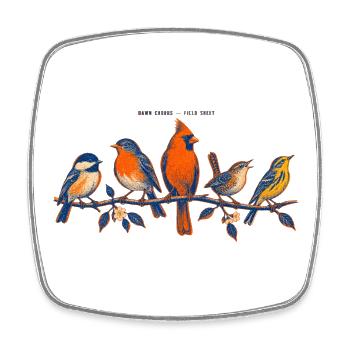 Oiseaux sur une branche – un motif coloré de la nature - Magnet carré - blanc - Devant