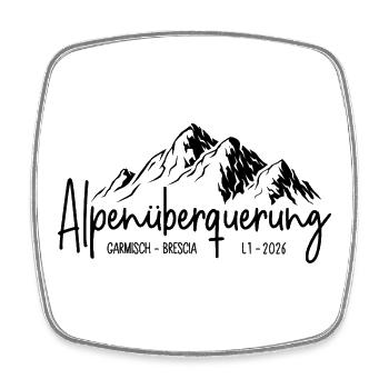 Alpenüberquerung 2026 L1 Garmisch Brescia - Viereckiger Kühlschrankmagnet - Weiß - Vorne