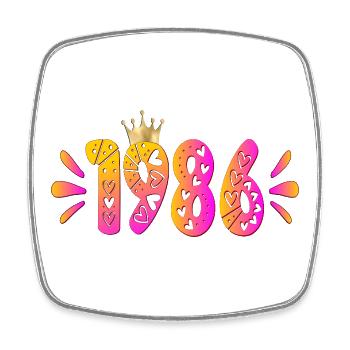 Birthday 1986 Birthday Crown - Square fridge magnet - white - Front