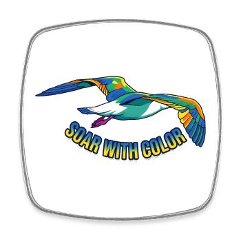 Vol d’oiseaux coloré – graphique vectoriel - Magnet carré - blanc - Devant