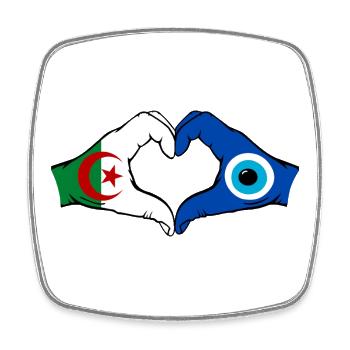 Algérie Nazar Drapeau Mains Forme de cœur - Magnet carré - blanc - Devant