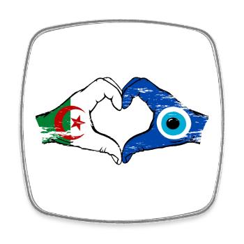 Algeria Nazar Flag Hands Heart Shape Used - Square fridge magnet - white - Front