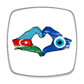 Drapeau du nazar Azerbaïdjanais en forme de cœur utilisé - Magnet carré - blanc - Devant