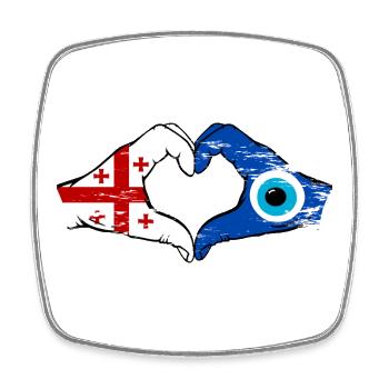 Mains du drapeau du Nazar de Géorgie en forme de cœur utilisées - Magnet carré - blanc - Devant