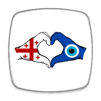 Drapeau du Georgia Nazar Mains en forme de cœur - Magnet carré - blanc - Devant