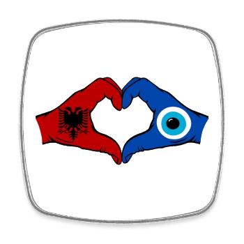 Drapeau Nazar d’Albanie Mains en forme de cœur - Magnet carré - blanc - Devant