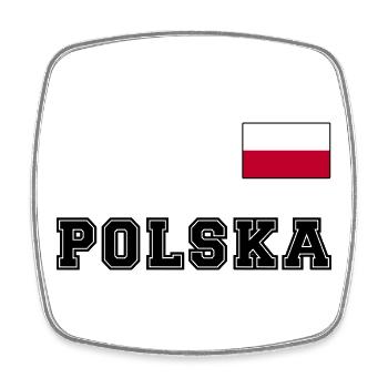Polen Trikot Look – POLSKA mit Fahne bzw. Flagge - Viereckiger Kühlschrankmagnet - Weiß - Vorne