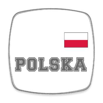 Polen Trikot Look – POLSKA mit Fahne bzw. Flagge - Viereckiger Kühlschrankmagnet - Weiß - Vorne