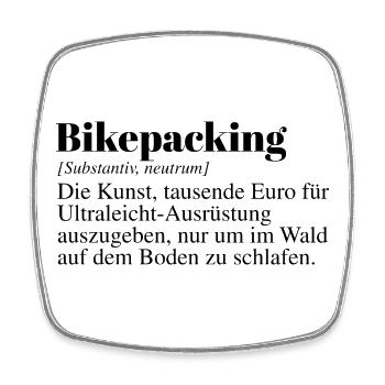 Bikepacking Duden Spruch - Viereckiger Kühlschrankmagnet - Weiß - Vorne