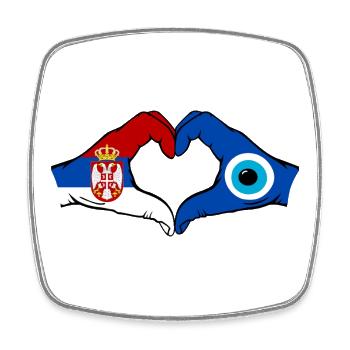 Serbia Nazar Flag Hands Heart Shape - Square fridge magnet - white - Front