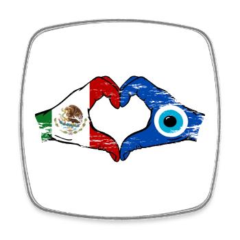 Mexico Nazar Flag Hands Heart Shape Used - Square fridge magnet - white - Front